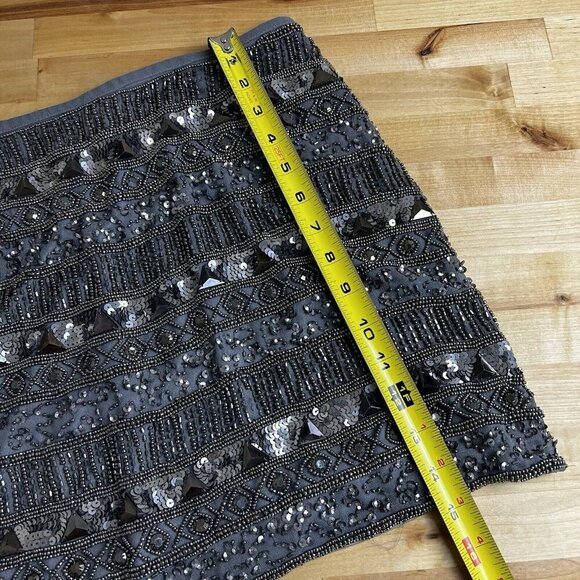 Yumi Kim Mini Skirt Ana Gray Black Beaded Sequin Size Small FLAWS - Picture 13 of 13